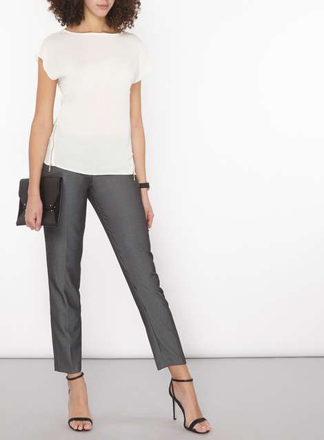 **Tall Black Textured Ankle Grazer Trousers